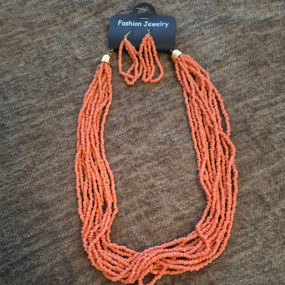 NWT Beaded multi Strand necklace and earrings